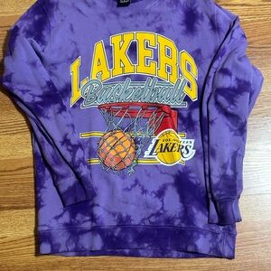 Purple Lakers Basketball Crewneck Sweater